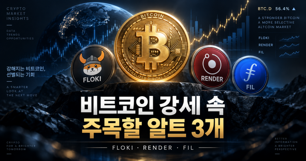 비트코인 도미넌스가 높아질 때 주목할 알트코인 3가지 1 FLOKI vs RENDER vs FIL 비교 카드2