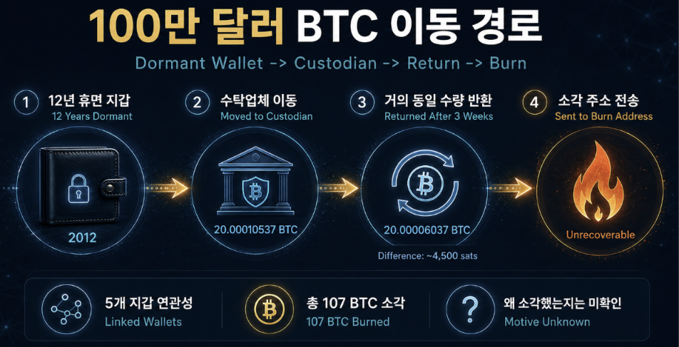 2년 잠든 비트코인 지갑, 왜 100만 달러어치 BTC를 없앴을까? 1 2년 잠든 비트코인 지갑, 왜 100만 달러어치 BTC를 없앴을까?